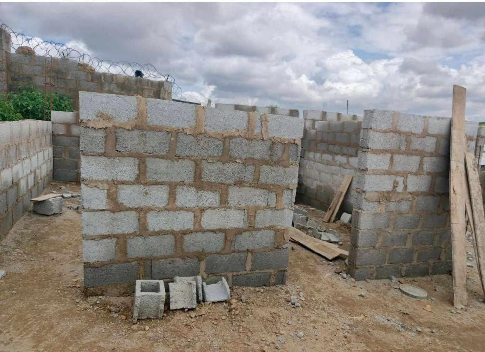 Block walls under construction at The Cube Abuja