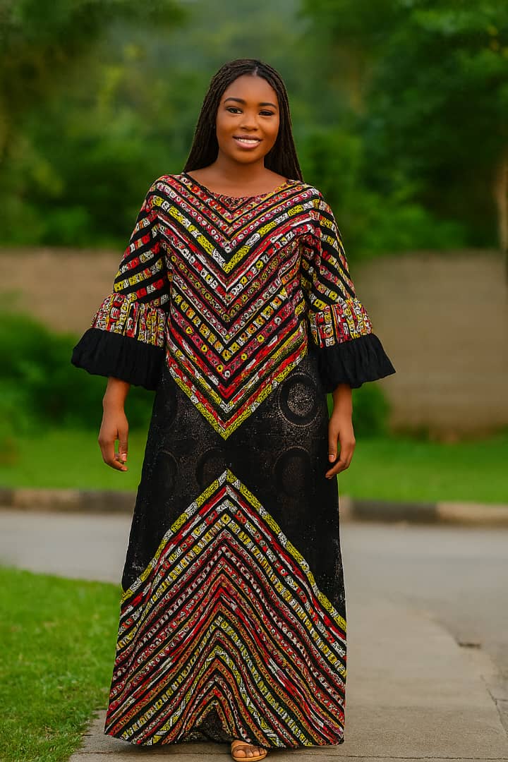 Black floor-length African-print ready-to-wear dress