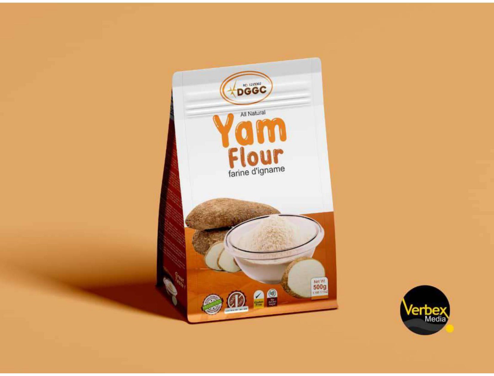 Yam flour product packaging concept